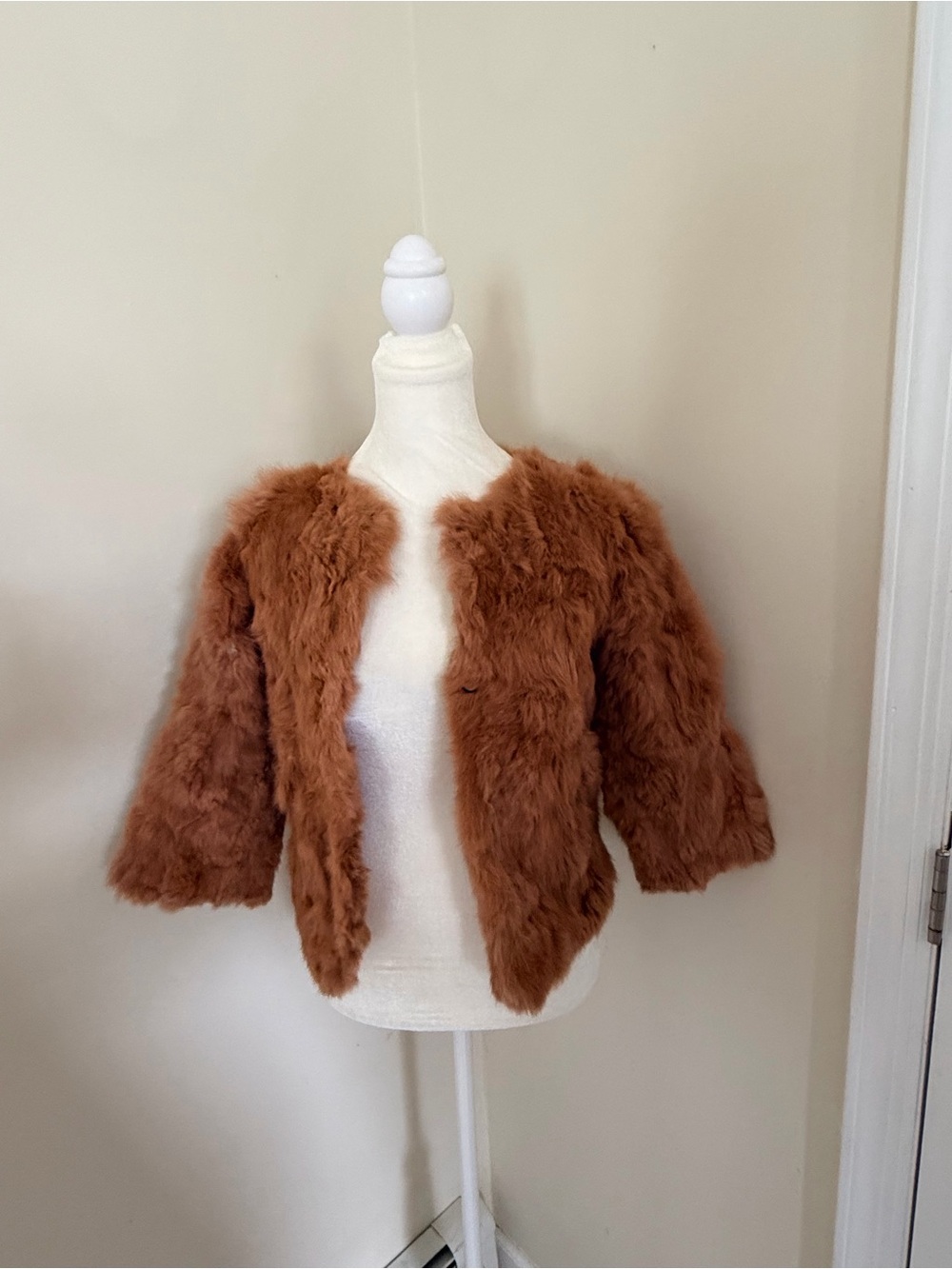 Vintage rabbit fur jacket in brown cropped READ